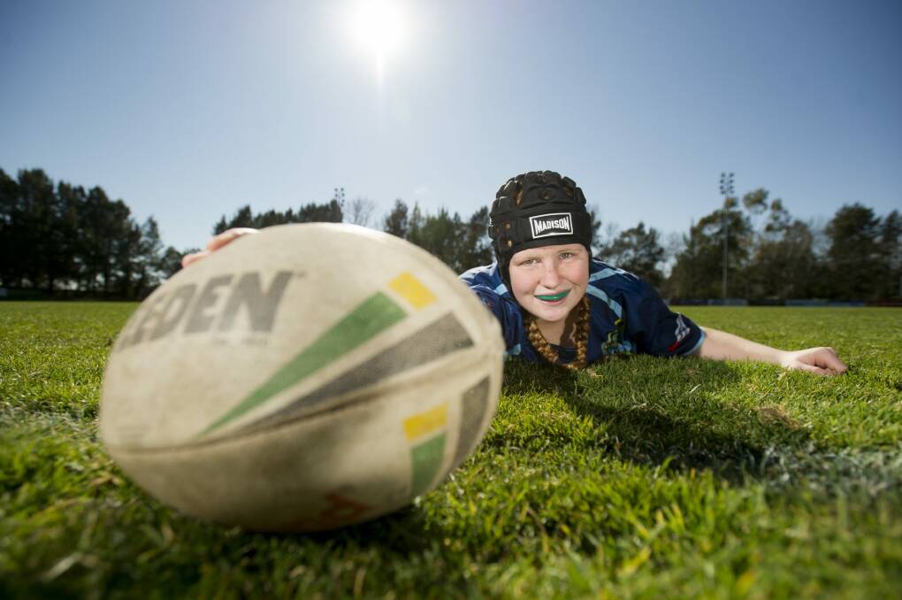 Hayley Liddle is the first girl from the ACT selected for the national under-12 rugby league championships.
 Photo: Jay Cronan