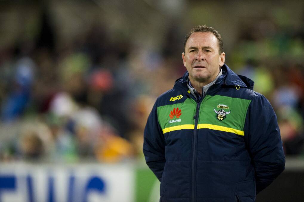Raiders coach Ricky Stuart is taking the positives from his team's 32-24 loss to the North Queensland Cowboys on Saturday night. Photo: Jay Cronan