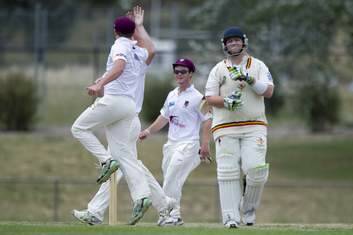 Billy Floros of Tuggeranong Valley Cricket Club given out caught behind, during the game against Western Districts at Jamison Oval. Photo: Jay Cronan