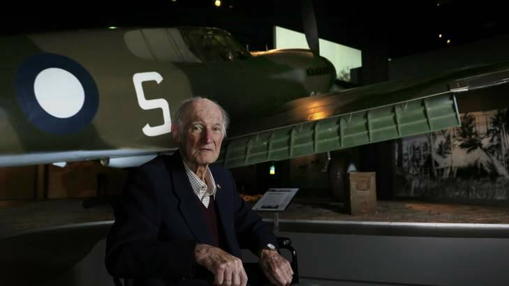 No.3 Squadron fighter pilot Tom Russell, 95, praises the Kittyhawk's robust design for saving his life under relentless German fire. Photo: Jeffrey Chan