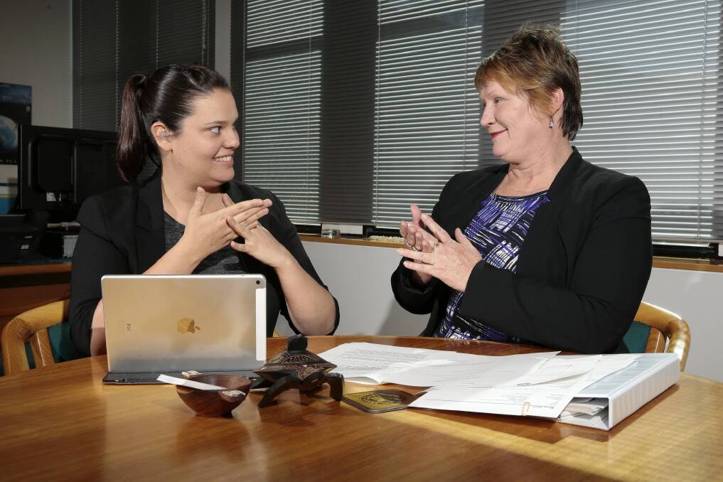 Administration assistant Chloe Nash, left, and Nicole Lawder at the ACT Legislative Assembly. Photo: Jeffrey Chan
