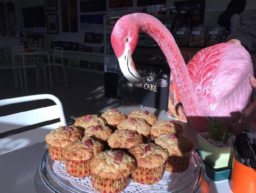 Thieves stole Florence the plastic flamingo from the Gallery Twenty Seven cafe in Higgins during a 'smash and grab' in the early hours of May 10.  Photo: Supplied