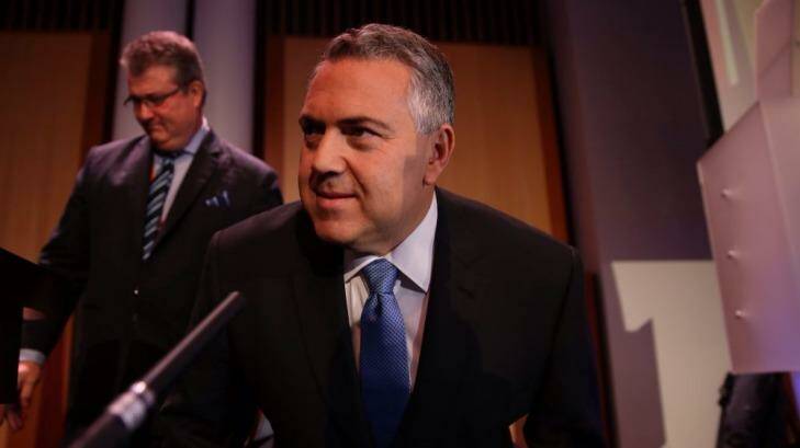 Treasurer Joe Hockey addressing the media in the traditional post-budget speech to the National Press Club. Photo: Andrew Meares