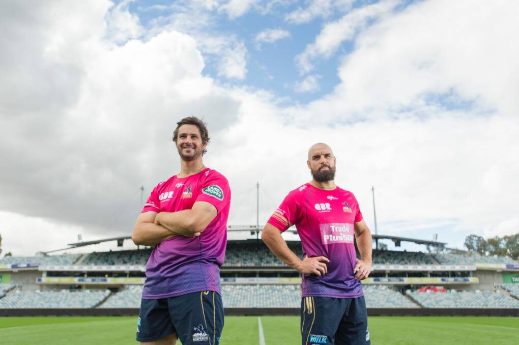 Sam Carter, right, has re-signed with the Brumbies while Scott Fardy will leave at the end of the season. Photo: Jay Cronan