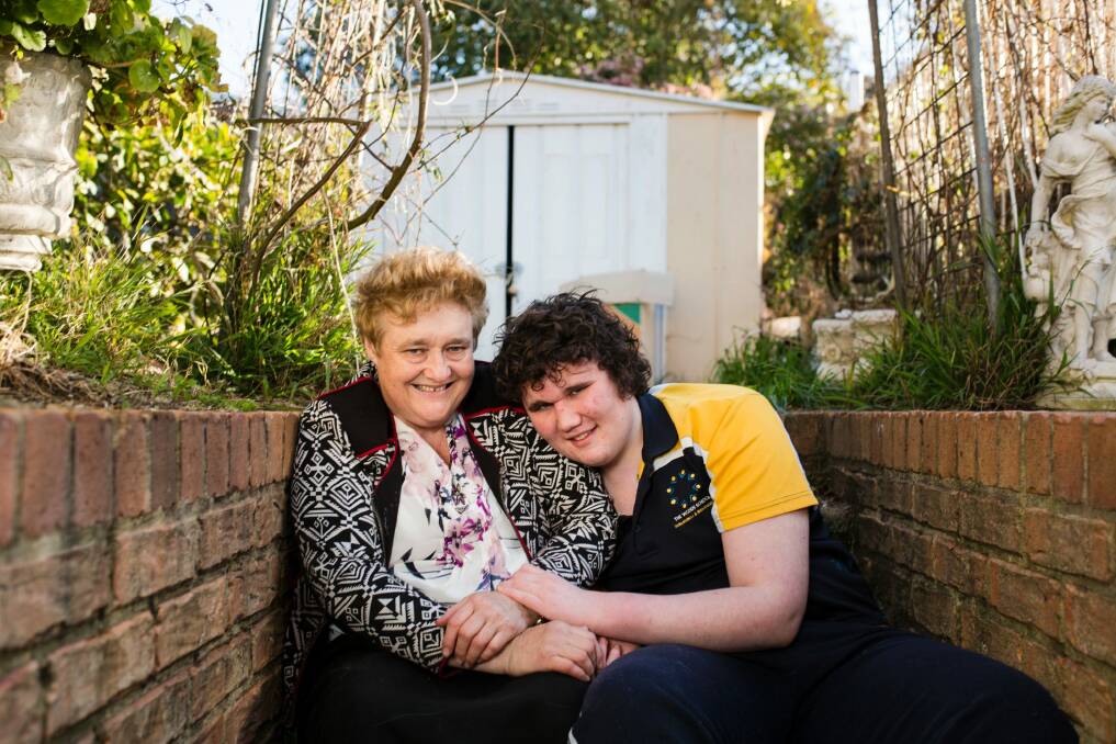 Karna O'Dea with her son Malcolm. Malcolm has high needs and uses Marymead overnight respite care once a fortnight.  Photo: Jamila Toderas