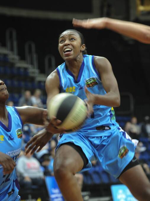 Renee Montgomery top-scored for the Canberra Capitals with 27 points in Sunday's 85-82 loss against the Adelaide Lightning at the AIS. Photo: Graham Tidy