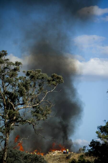 The fire is reported to be about 5000 square metres in size. Photo: Jay Cronan