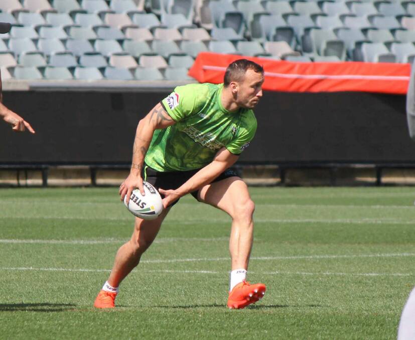 Josh Hodgson at Canberra Raiders' final training session ahead of their semi-final against the Penrith Panthers. Photo: Raiders Media