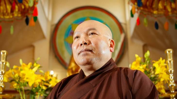 Thich Quang Ba came to Australia in 1983 from Vietnam. In 1984 he started up the Sakyamuni Buddhist Centre in Lyneham which houses refugees in Canberra. Photo: Katherine Griffiths