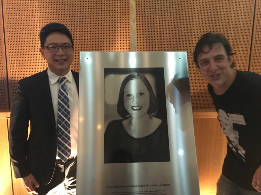 Associate Professor Elgene Lim, head of the Connie Johnson Lab at the Garvan Institute of Medical Research, with Samuel Johnson. Photo: supplied
