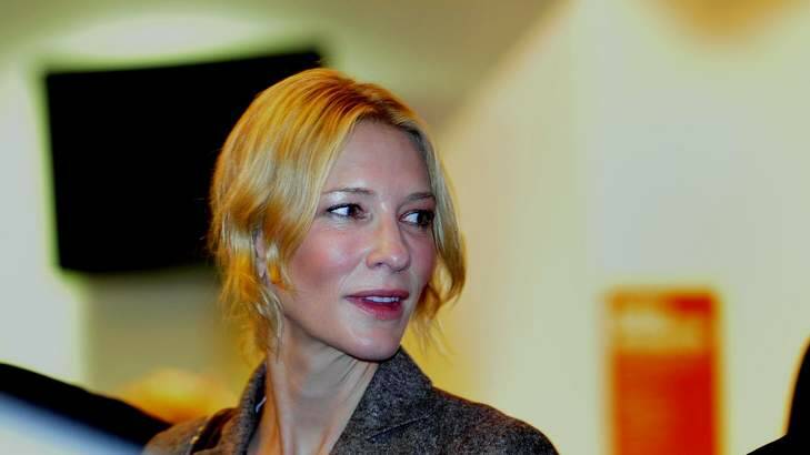 Cate Blanchett arrives at the Canberra Theatre see a "the secret river" performed in the Playhouse. Photo: Melissa Adams