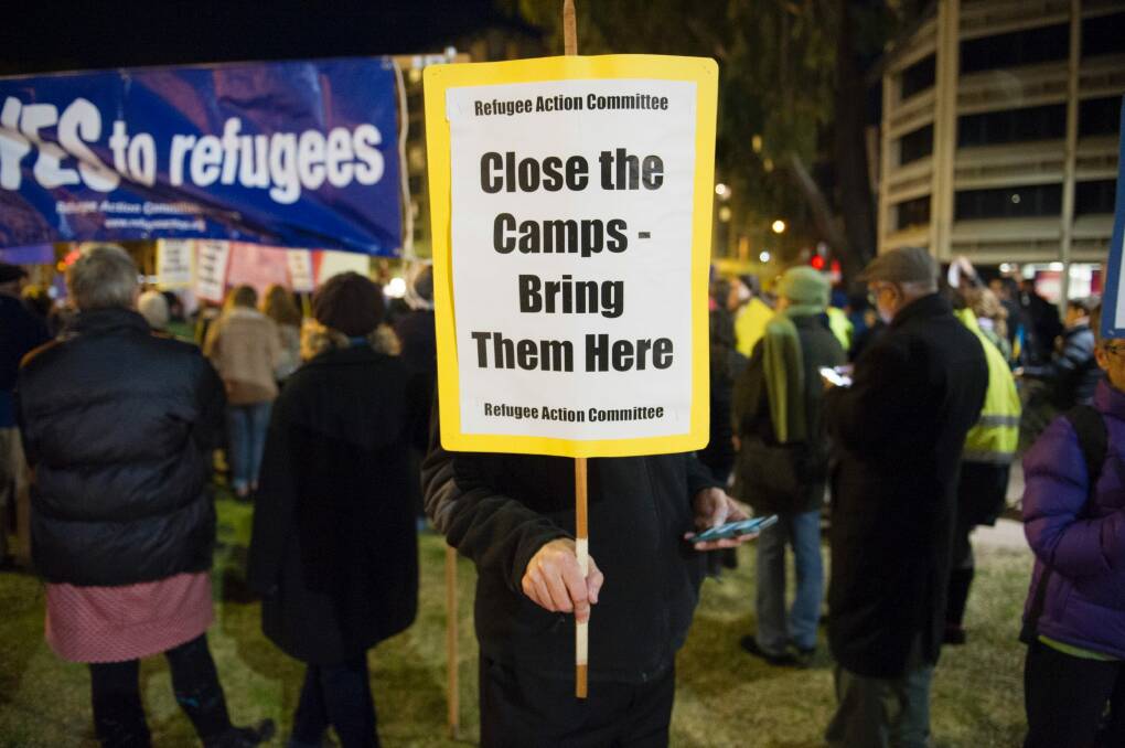 One of the signs from the Northbourne Avenue rally. Photo: Jay Cronan