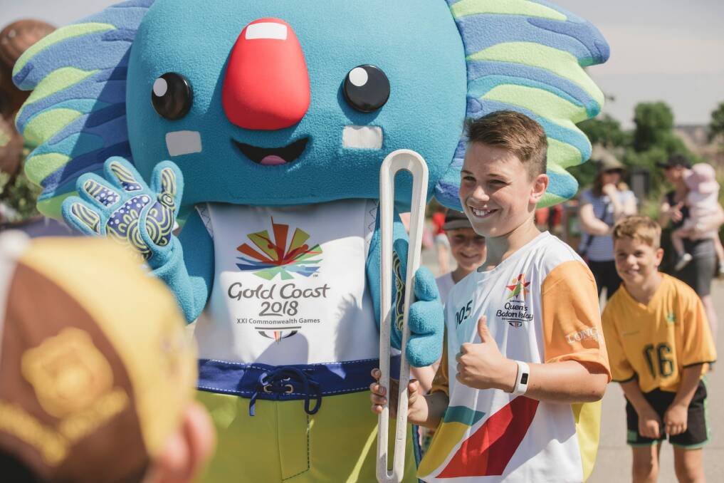 Kambah youngster Kai Callaway was one of the youngest baton bearers  in the ACT to participate in the event. Photo: Jamila Toderas