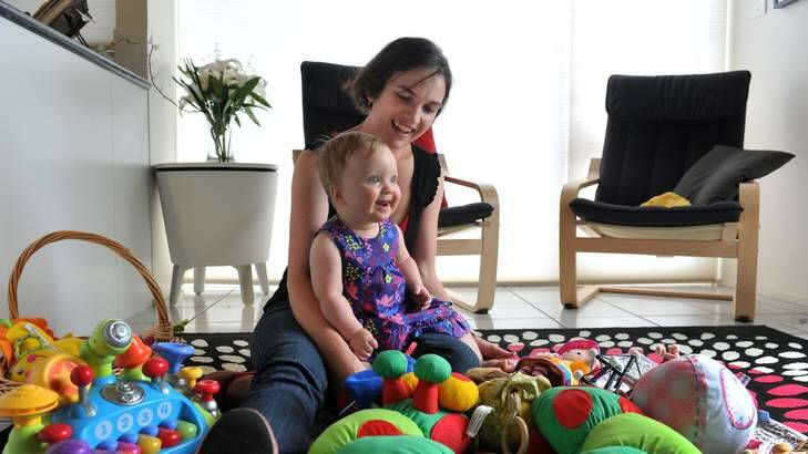 ACT Co-ordinator of the Miracle Babies Foundation, Jen Hummelshoj, with her 10 month old daughter, Nina at their home in Giralang. Photo: Graham Tidy