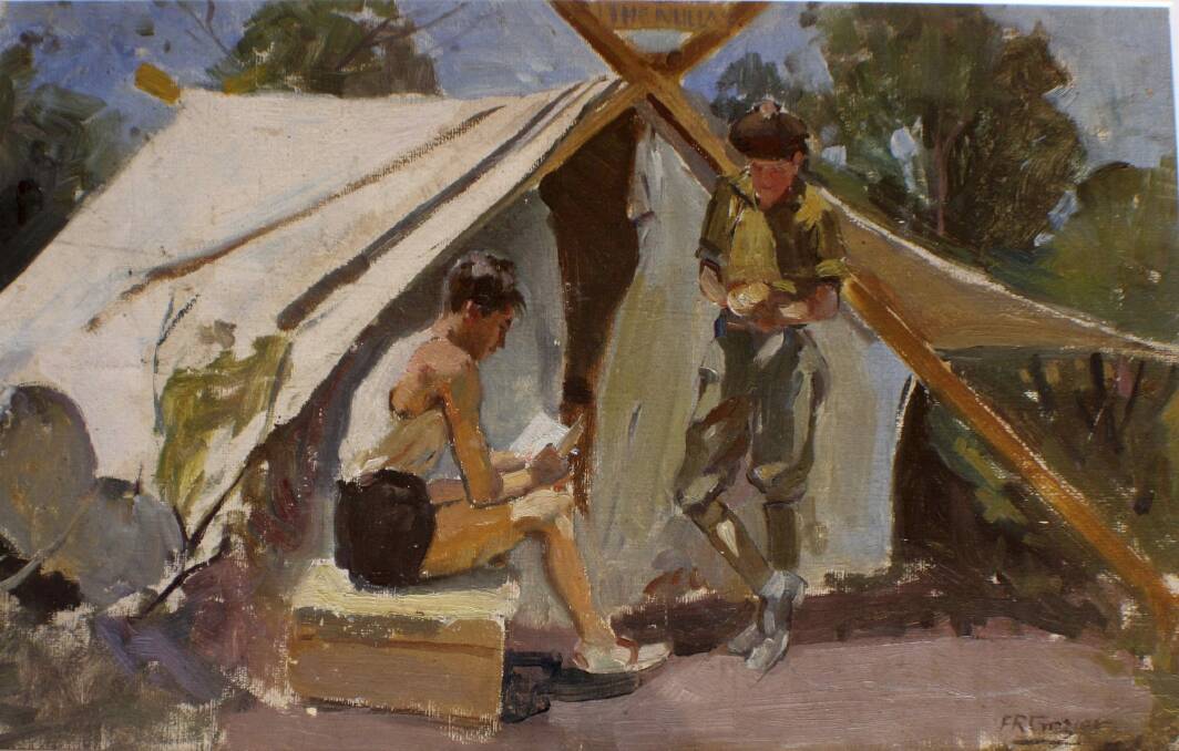 Frank Crozier's painting of Norman Johnson, Thomas's son, at Rosebud (Legacy Camp) 12 years after he painted Norman at Gallipoli. This picture remains in the possession of the family. Photo: david.ellery@fairfaxmedia.com.au