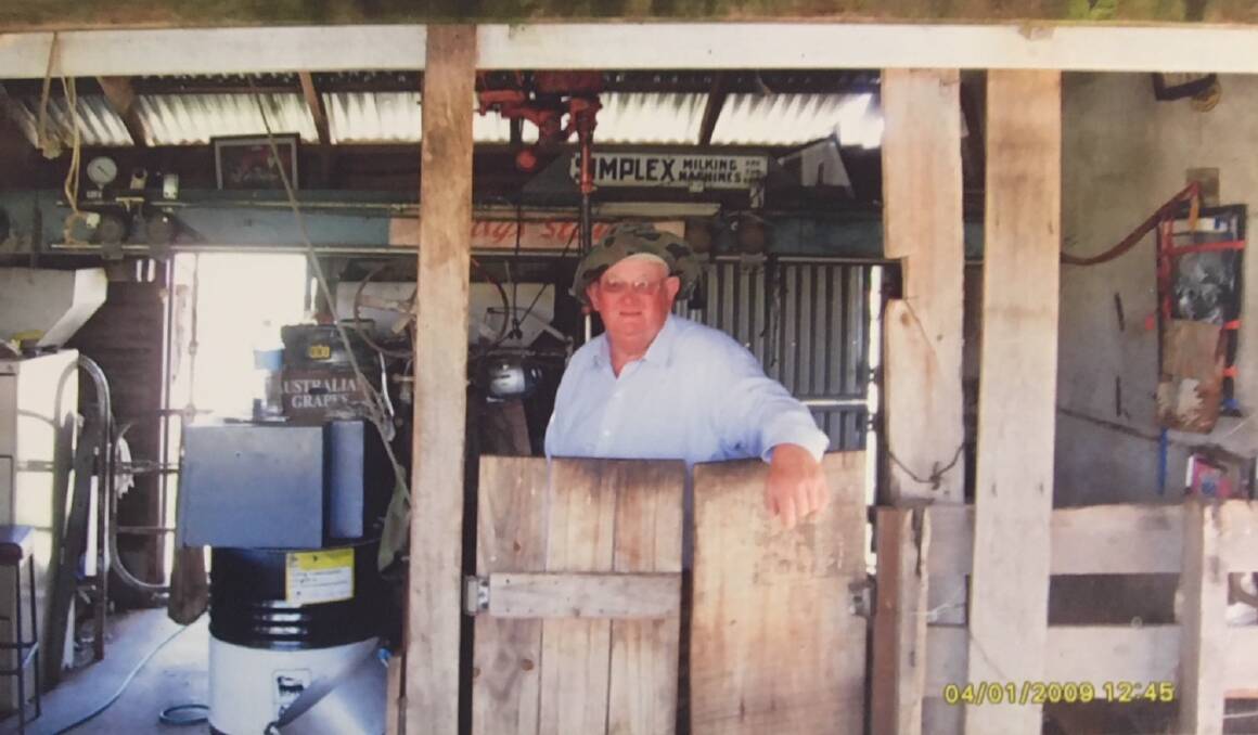 Michael Coffey's father, Lionel, on the dairy farm. Photo: Supplied