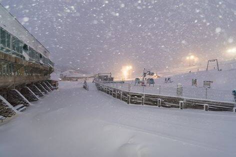 About 35 centimetres fell across the four resorts areas of Perisher on Friday. Photo: Perisher