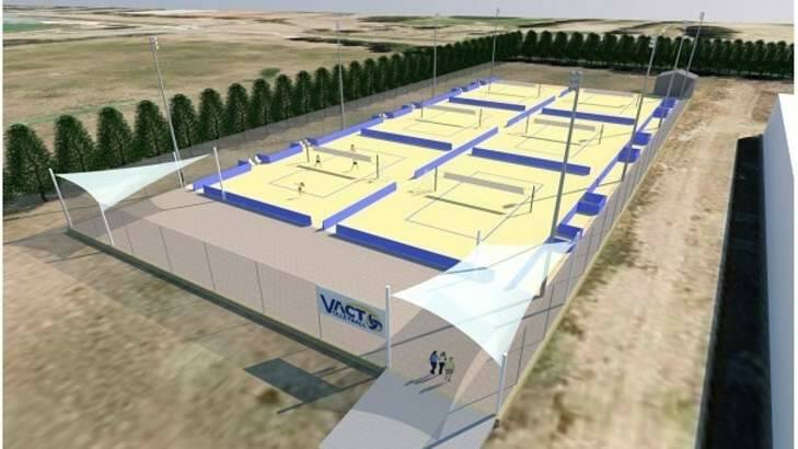 An artist's impression of the proposed beach volleyball facility at the Lyneham Sports Precinct. Photo: ACT Government