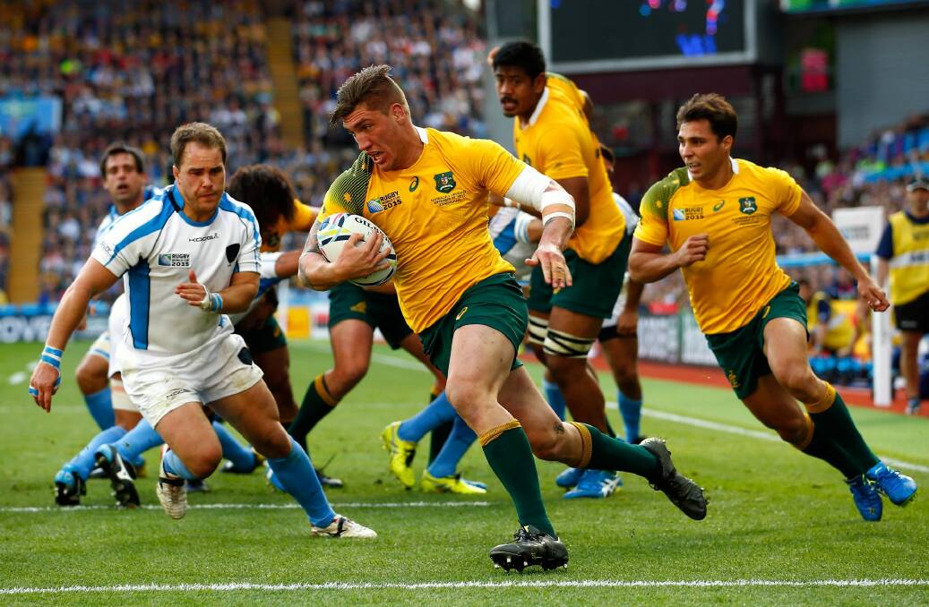 Getting his chance: Sean McMahon, who scored two tries in the Wallabies rout of Uruguay. Photo: Dan Mullan