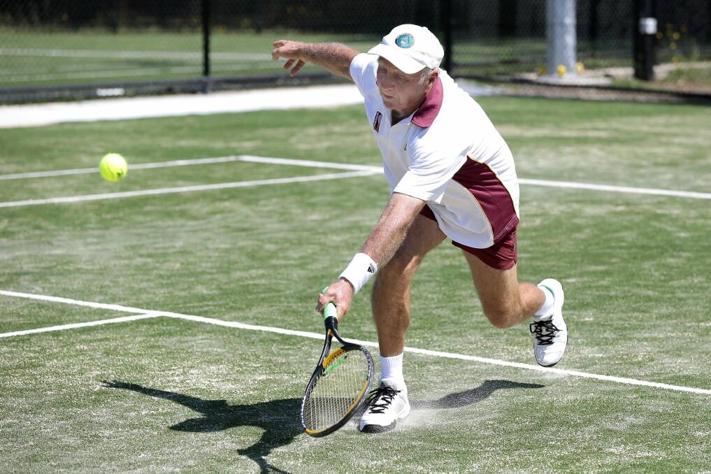 Geoff Legge in action for Queensland 1 at the Canberra Tennis Centre in Lyneham.  Photo: Jeffrey Chan