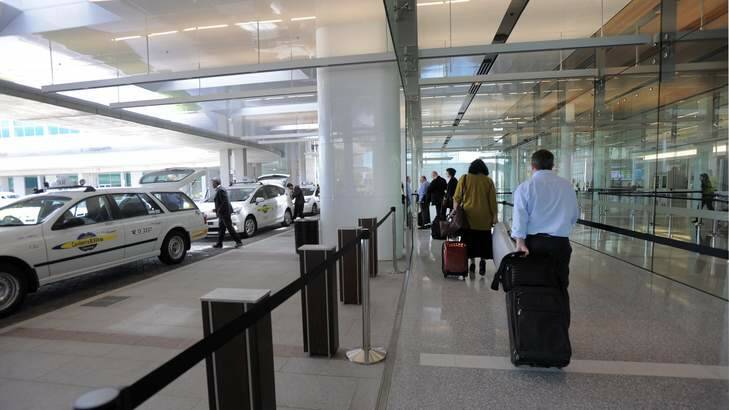 A new undercover taxi rank unveilled at the Canberra Airport. Photo: Graham Tidy