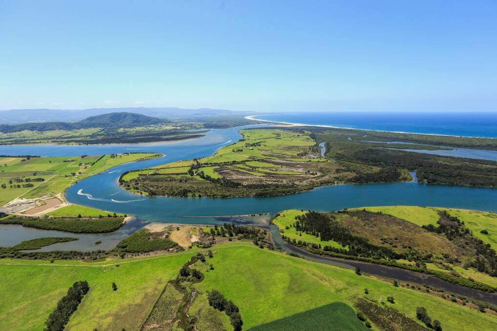 An aerial view of the canal (centre left) connecting the Shoalhaven River (top) with the Crookhaven River (bottom). Photo: Maree Clout