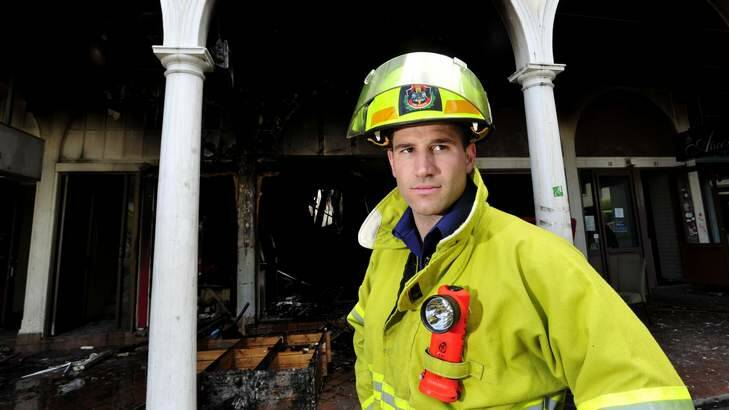 Damian Holloway from the Ainslie Fire station outside the Sydney Building, Civic. Photo: Melissa Adams