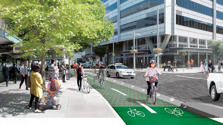 All in: An artist's impression of how a Bunda Street shared zone might look with vehicles, pedestrians and cyclists.