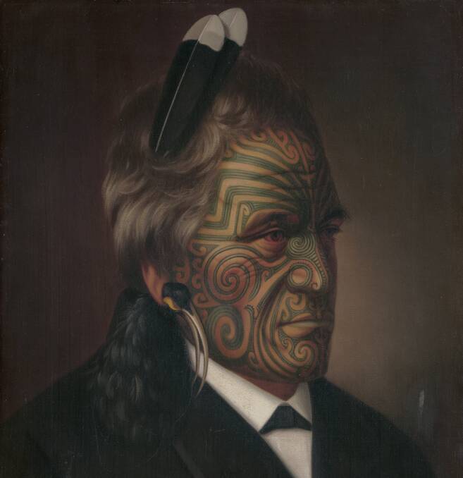 Gottfried Lindauer, Tomika Te Mutu, chief of the Ngāi Te Rangi tribe, Bay of Plenty, 1880, oil on canvas, National Library of Australia, Canberra, Rex Nan Kivell Collection, detail. Photo: Supplied