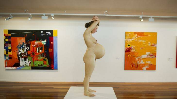 RoMuek's Mueck's <i>Pregnant Woman</i> at the National Gallery of Australia's new Contemporary Art Space. Photo: Jay Cronan