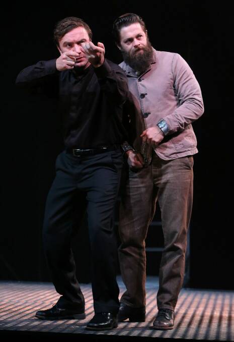 Kevin Spink and Steven Rooke in <i>Kelly</i>, on this weekend at Canberra Theatre. Photo: Robert Peet