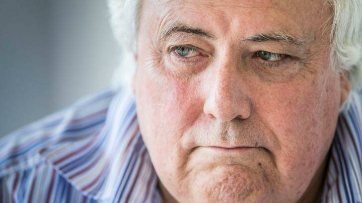 Clive Palmer says he and his senators will not support the Abbott government's direct action plan and attacked Environment Minister Greg Hunt. Photo: Glenn Hunt
