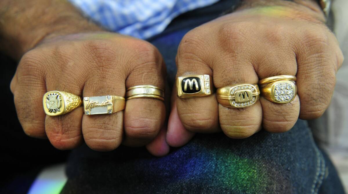 Hani Sidaros' rings are his trademark. He bought three of them himself to mark his achievements with McDonald's. Photo: Melissa Adams