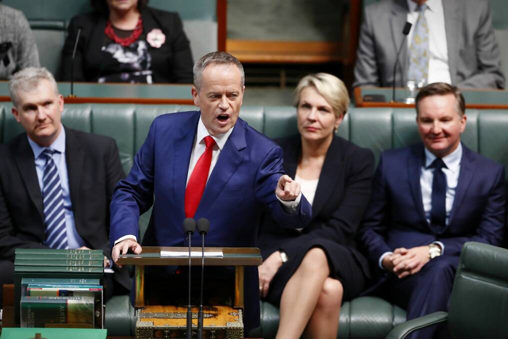 Opposition Leader Bill Shorten delivers his budget reply speech in Federal Parliament on May 11. Photo: Alex Ellinghausen