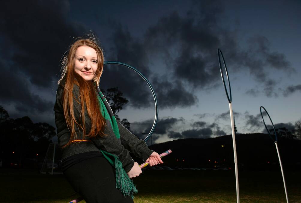 Sherryn Groch tried her hand at Quidditch, but copped a few bludgers along the way. Photo: Sitthixay Ditthavong