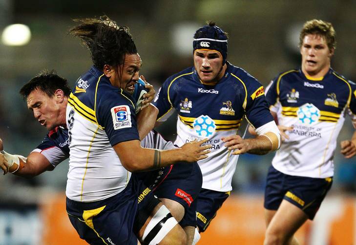 Brumbies' Fotu Auelua in action against the Melbourne Rebels in April. Photo: Getty Images