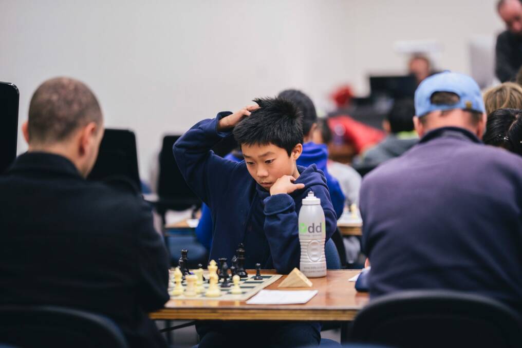 Ruofan Xu during the ANU Open Chess Tornament on Sunday. Photo: Rohan Thomson