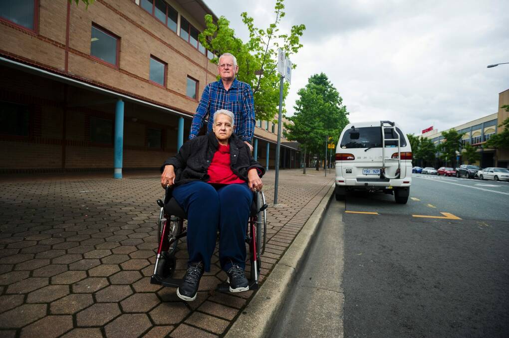 Lorraine and John Wright want easier access into the Tuggeranong Health Centre.  Photo: Dion Georgopoulos