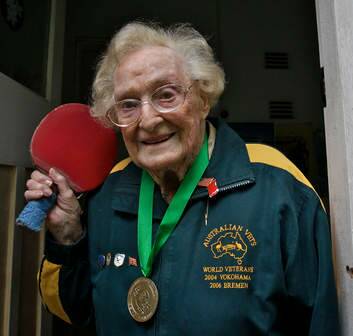 Batting on ... Dorothy De Low, 102, plays table tennis 3 times a week. Photo: Danielle Smith