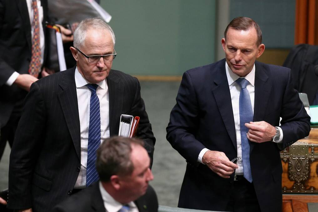 Communications Minister Malcolm Turnbull and Prime Minister Tony Abbott. Photo: Alex Ellinghausen