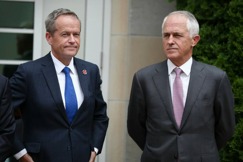 Bill Shorten and Malcolm Turnbull favour a ban on foreign political donations - why did it take a media scandal for them to realise? Photo: Alex Ellinghausen