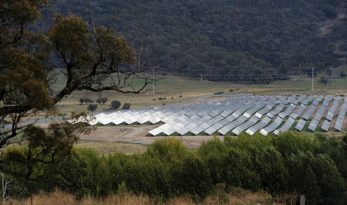 A solar farm under construction at Royalla. A similar development at Uriarra has concerned residents. Photo: Graham Tidy