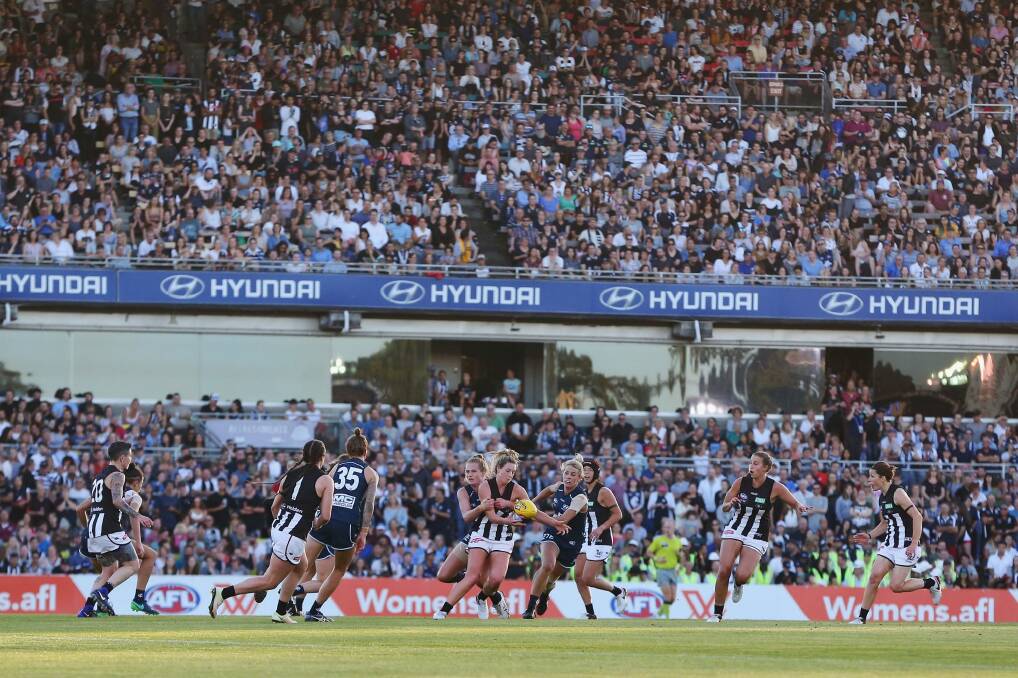 A packed crowd at Princes Park watches Carlton thump Collingwood on Friday. Photo: Getty Images
