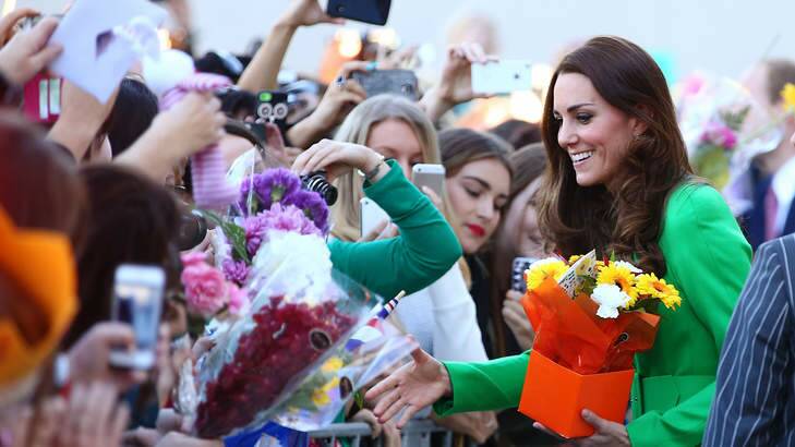 What happened to the flowers the visiting royals received? Duchess of Cambridge, Catherine, greeted by adoring fans, many with flowers. Photo: Mark Nolan