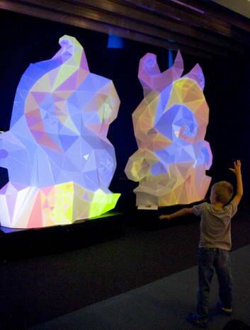 A young visitor testing out the Fractured Heart installment at the National Film and Sound Archive. Photo: Sally Pryor