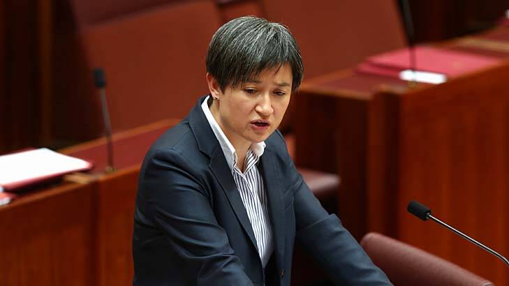 Leader of the opposition in the Senate, Senator Penny Wong, during the debate on deficit levy on Monday. Labor will support the levy. Photo: Alex Ellinghausen