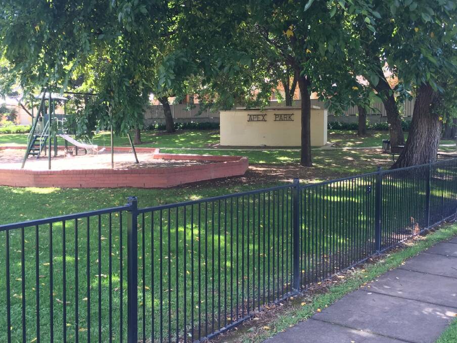 Apex Park on Erin St in Queanbeyan, where the two teenagers allegedly smashed a homeless man over the head with his own beer bottle. Photo: Fairfax Media