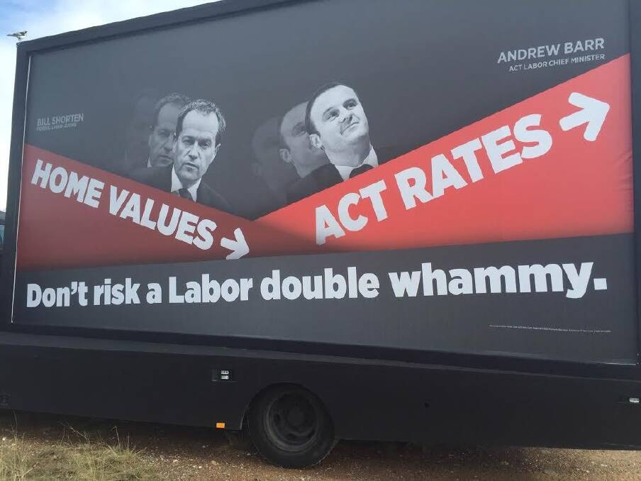 Liberal Party advertisement during the federal election, targeting ACT Chief Minister Andrew Barr Photo: Supplied
