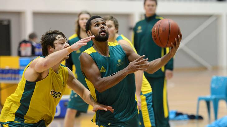Australian men's and women's basketball squads for London announced today at The State Basketball Centre in Wantirna , Patrick Mills during training before the announcement. Photo: Pat Scala