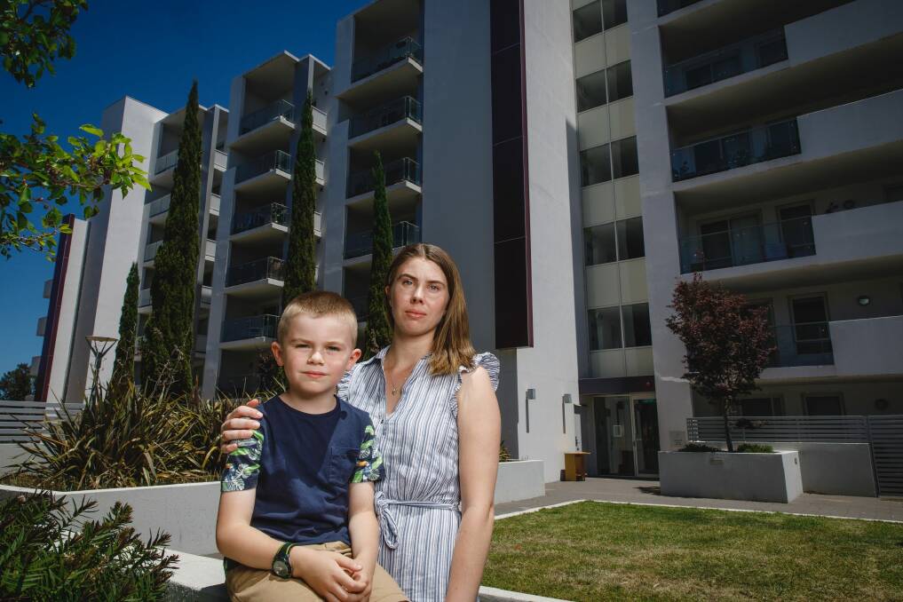 Nurse Hannah Page and her son Hamish are one of hundreds of people flocking to Canberra looking for a place to live. Photo: Sitthixay Ditthavong